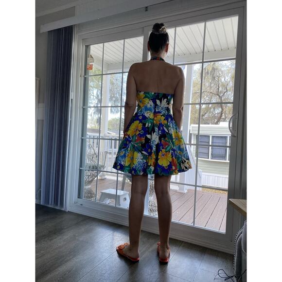 D.B.A. LA Bold Floral dress Bold Bright Fit flare skirt with tulle 11 (S/M) - Picture 4 of 15